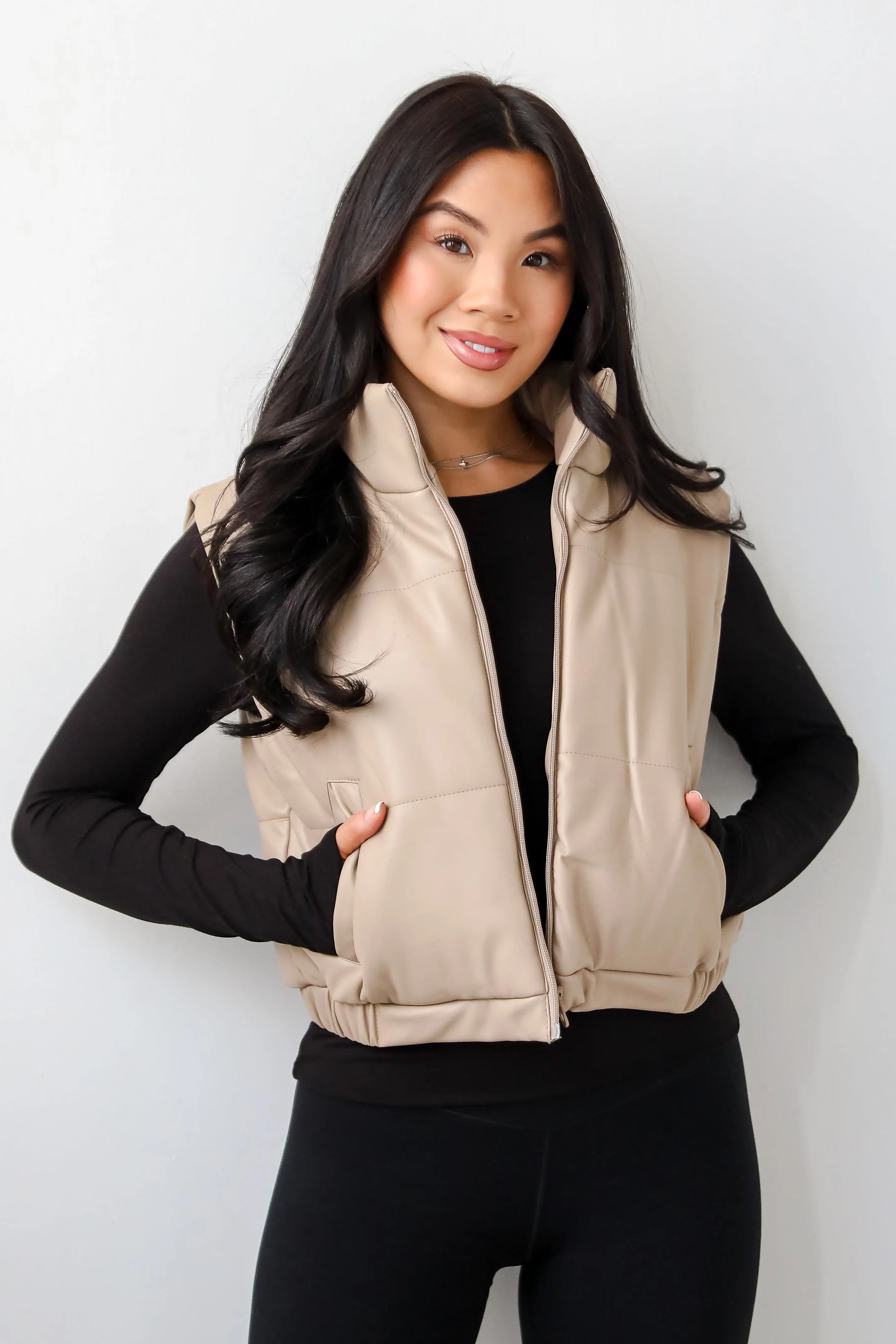 FINAL SALE - Seriously Chic Leather Puffer Vest - DOORBUSTER