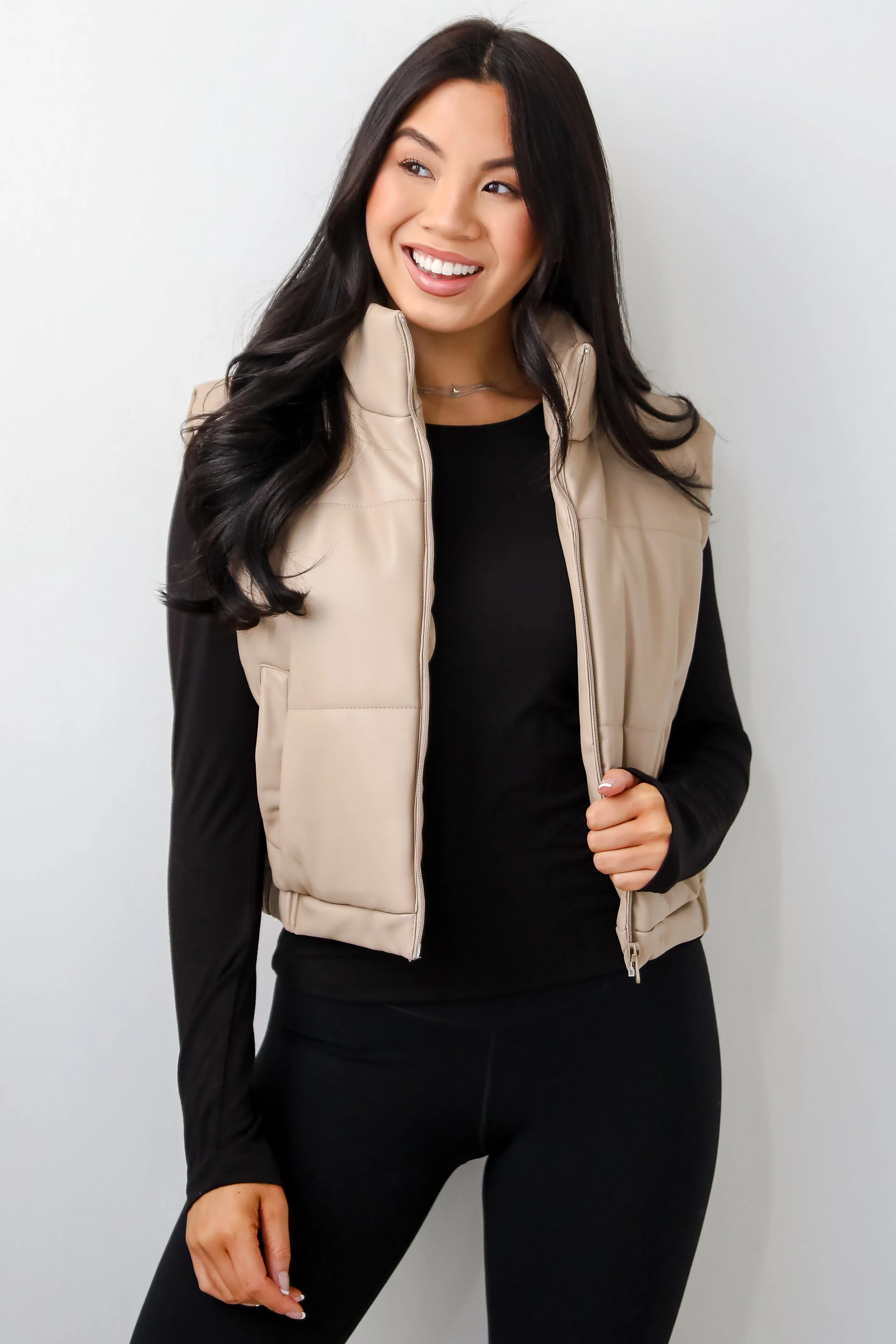 FINAL SALE - Seriously Chic Leather Puffer Vest - DOORBUSTER