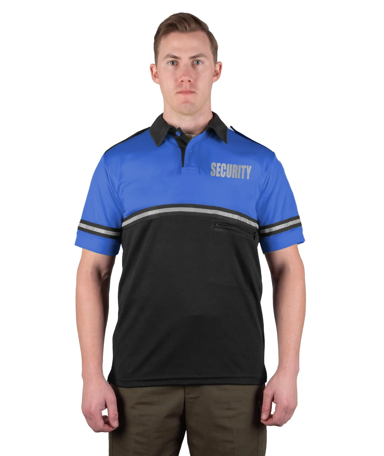 First Class Two Tone Bike Patrol Shirt with Zipper Pocket with Reflective Security ID