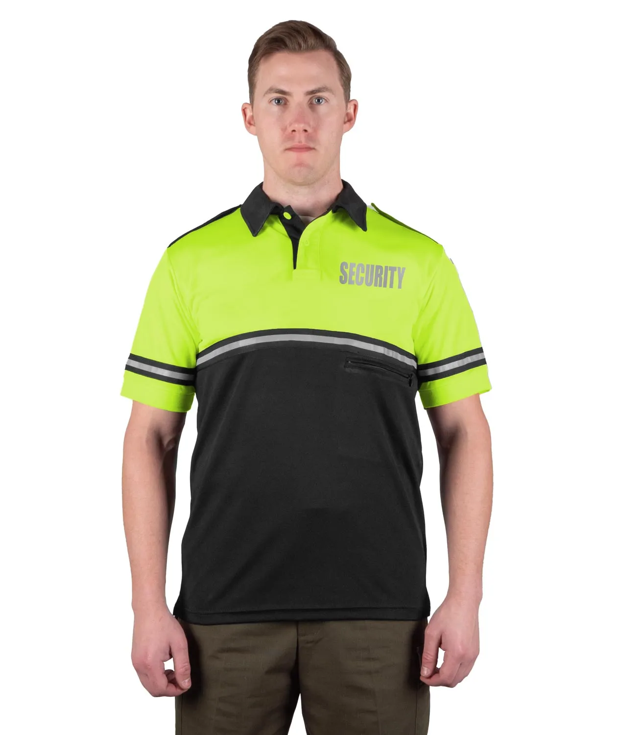 First Class Two Tone Bike Patrol Shirt with Zipper Pocket with Reflective Security ID