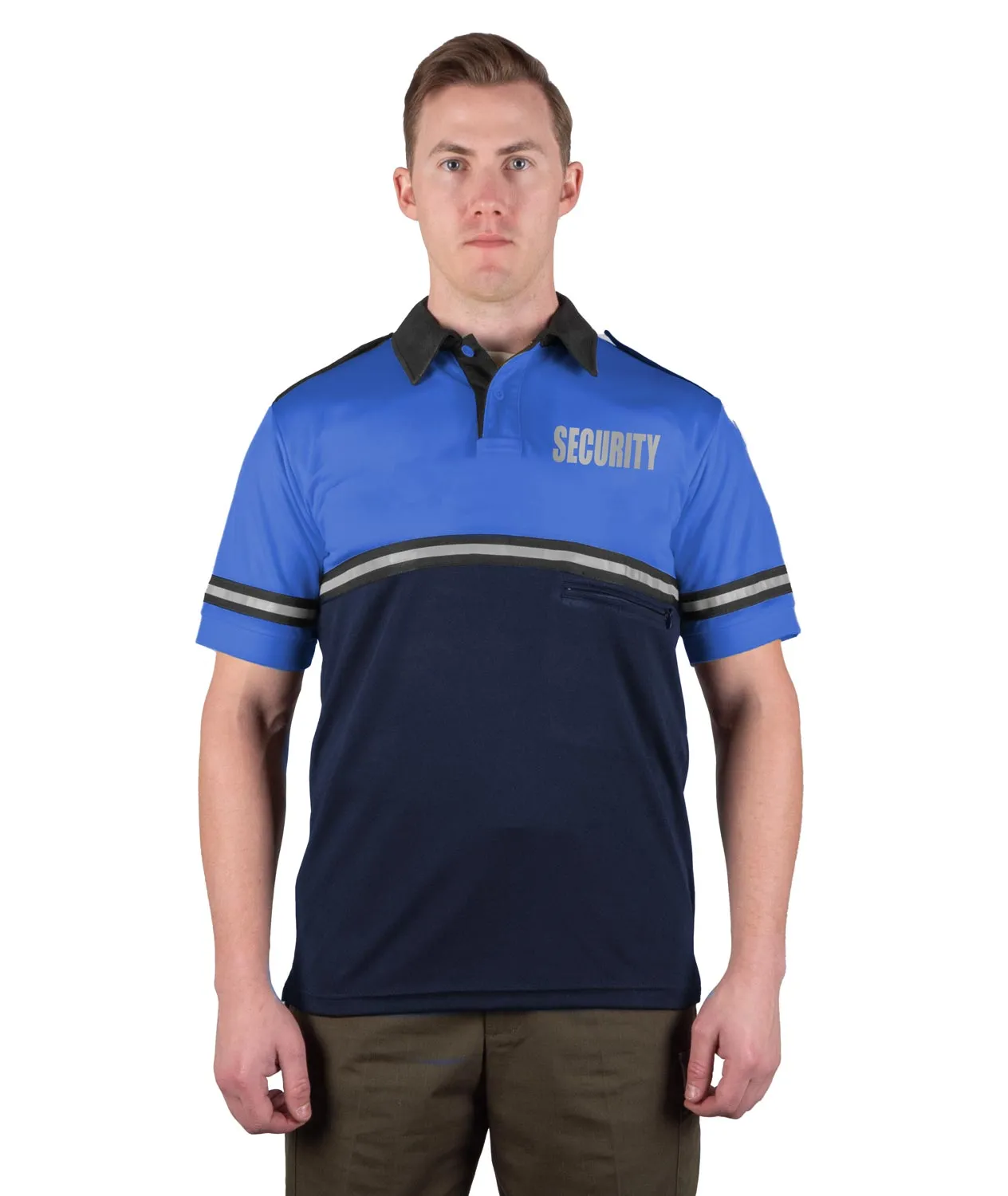First Class Two Tone Bike Patrol Shirt with Zipper Pocket with Reflective Security ID