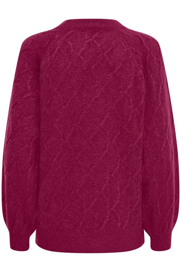 Fransa Cable Jumper Wine
