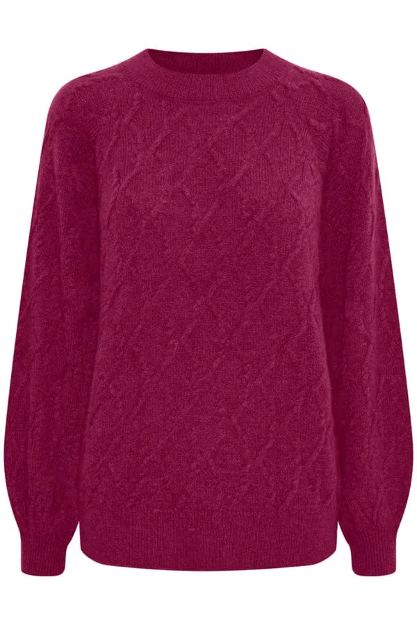 Fransa Cable Jumper Wine