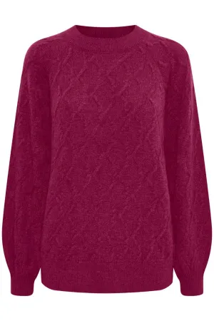 Fransa Cable Jumper Wine
