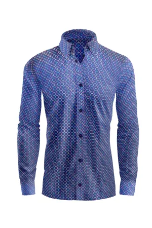 Geometric Indigo stars Printed Dress Shirt