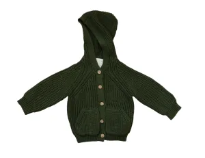 Green Hooded Knit Cardigan