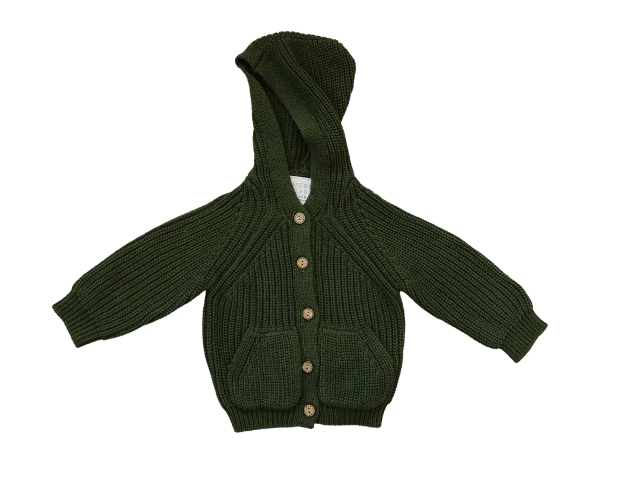 Green Hooded Knit Cardigan