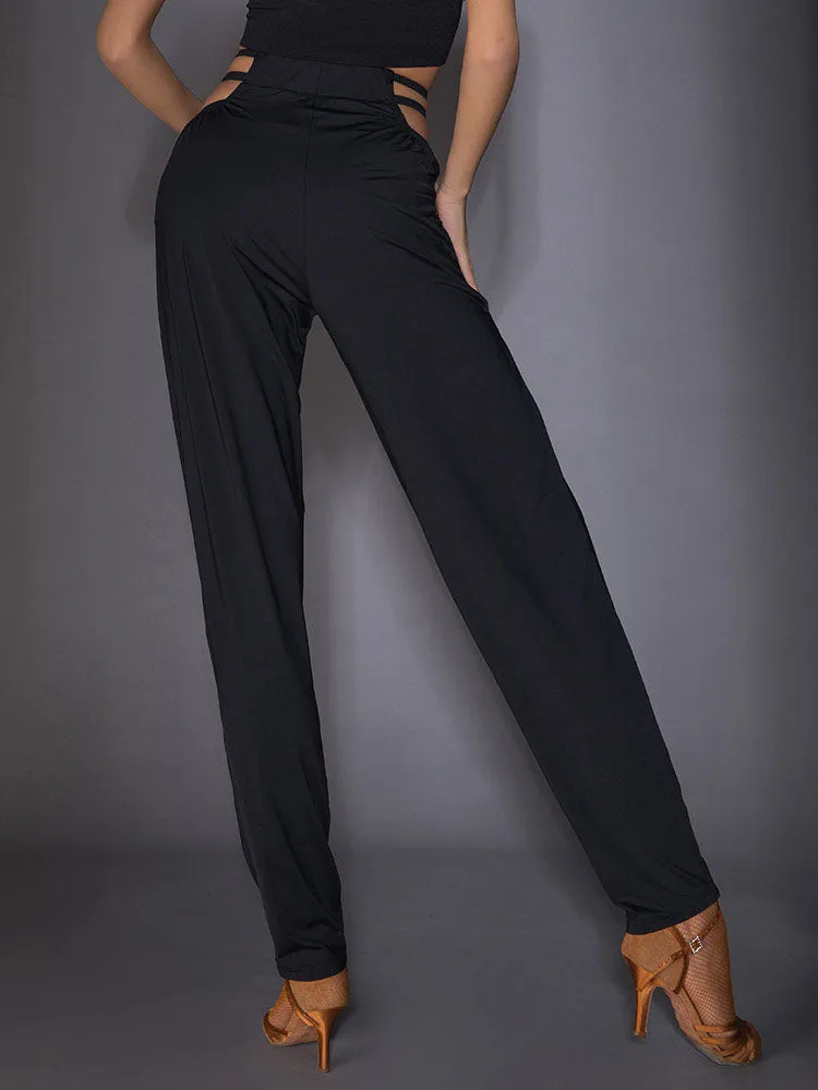 High Waist Hip Hollow Latin Dance Pants Loose Carrot Pants