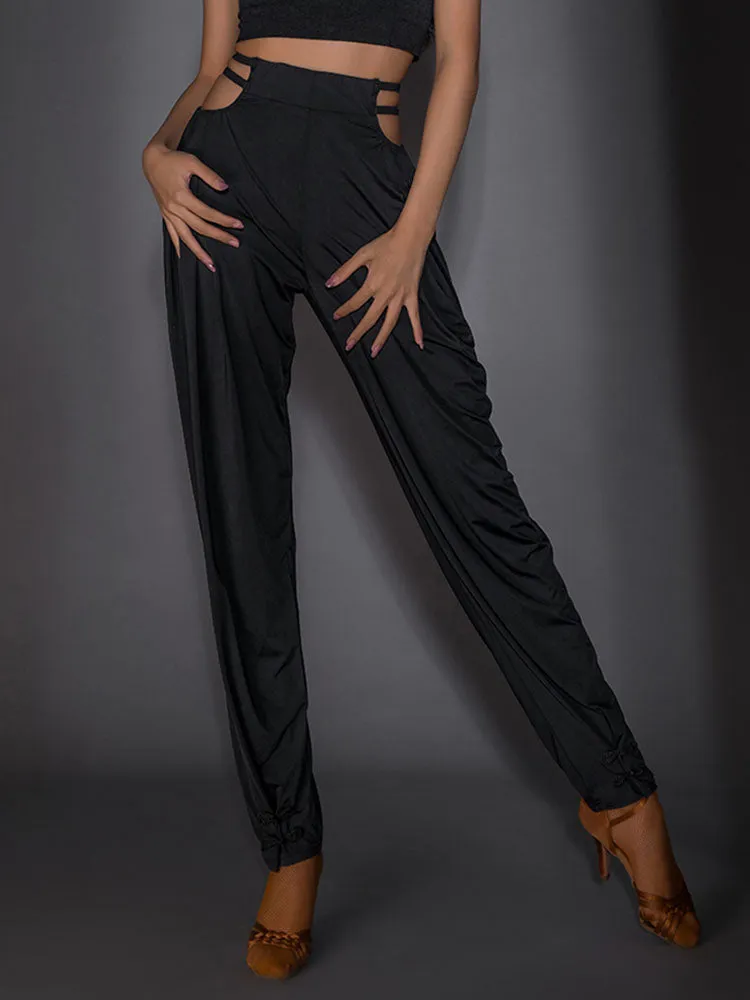 High Waist Hip Hollow Latin Dance Pants Loose Carrot Pants
