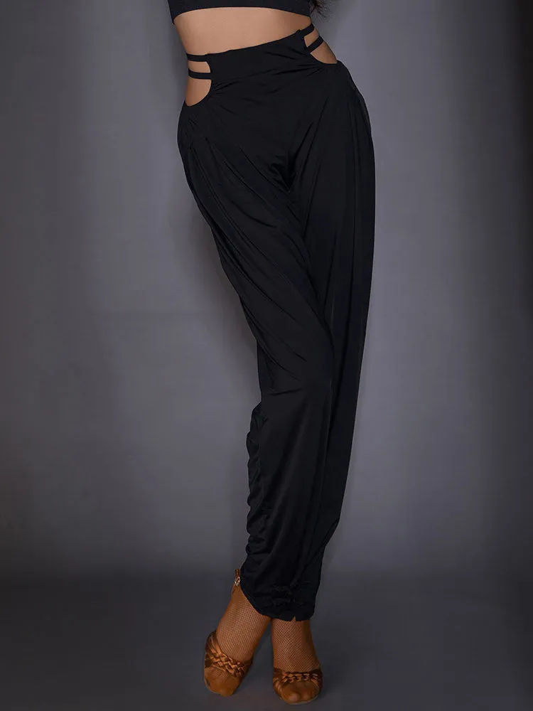 High Waist Hip Hollow Latin Dance Pants Loose Carrot Pants