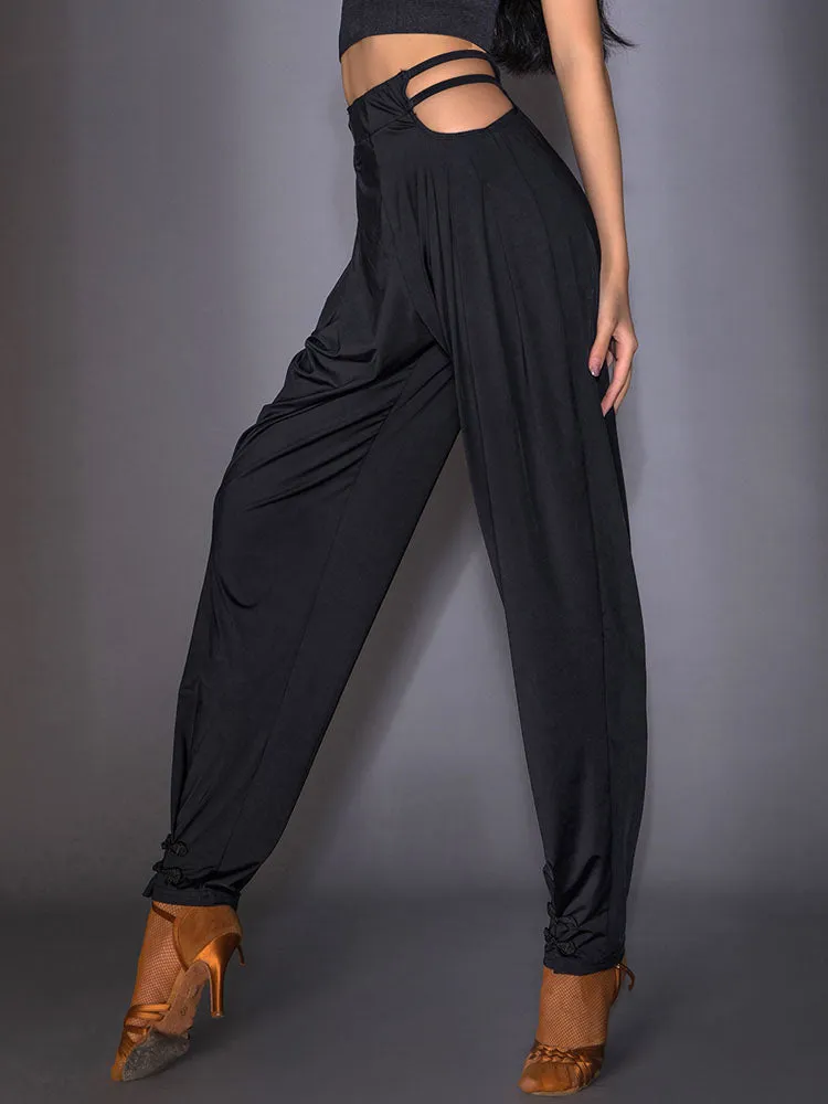 High Waist Hip Hollow Latin Dance Pants Loose Carrot Pants