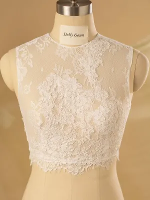 Hsin High Neck Sleeveless Lace Bridal Tops