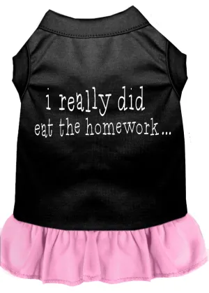 I Really Did Eat The Homework Screen Print Dress Black With Light Pink Lg