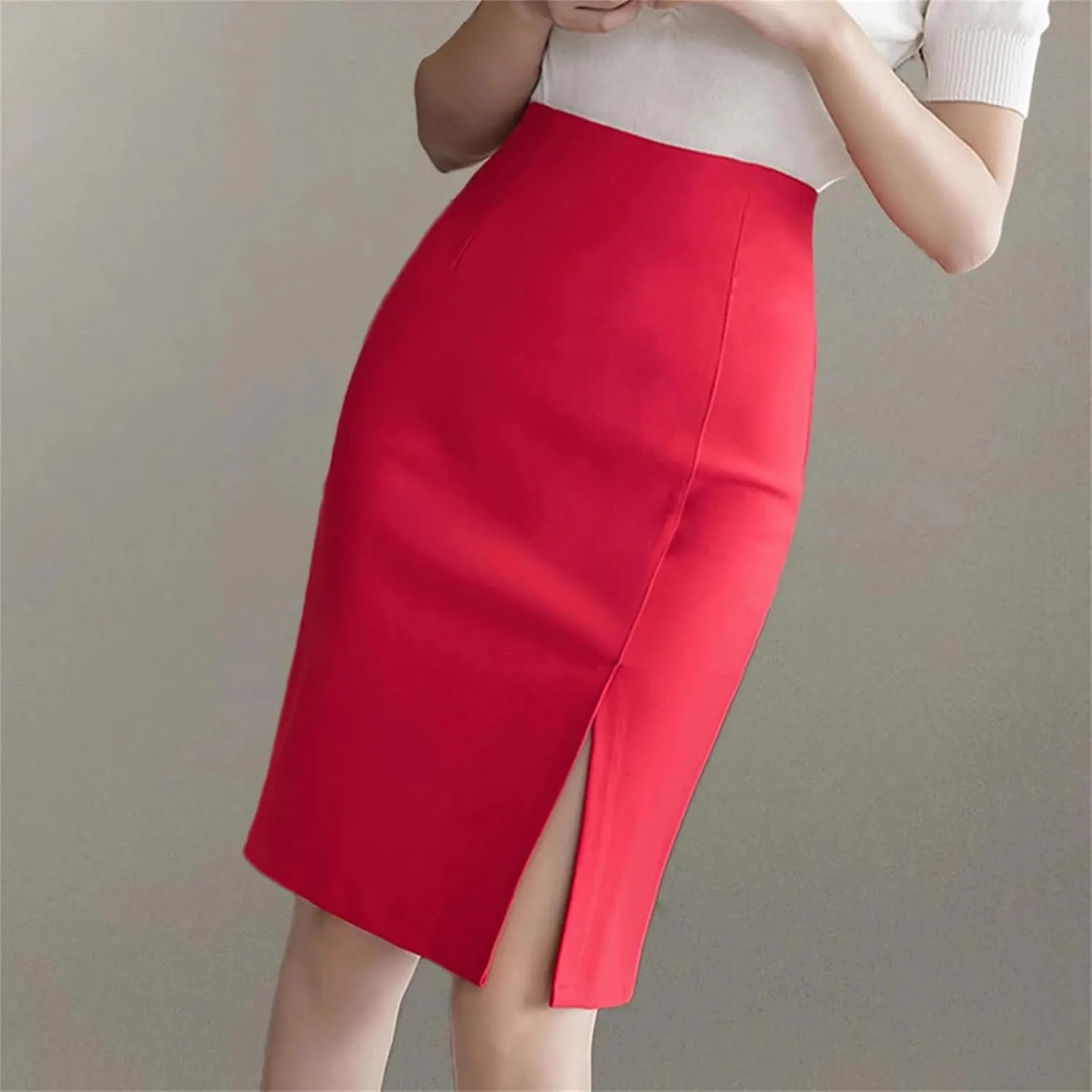 Ladies Office Pencil Skirts Elegant All-Match High Waist Slim Women Skirts Female Classic Vintage Casual Bottoms
