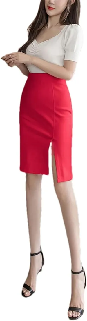 Ladies Office Pencil Skirts Elegant All-Match High Waist Slim Women Skirts Female Classic Vintage Casual Bottoms