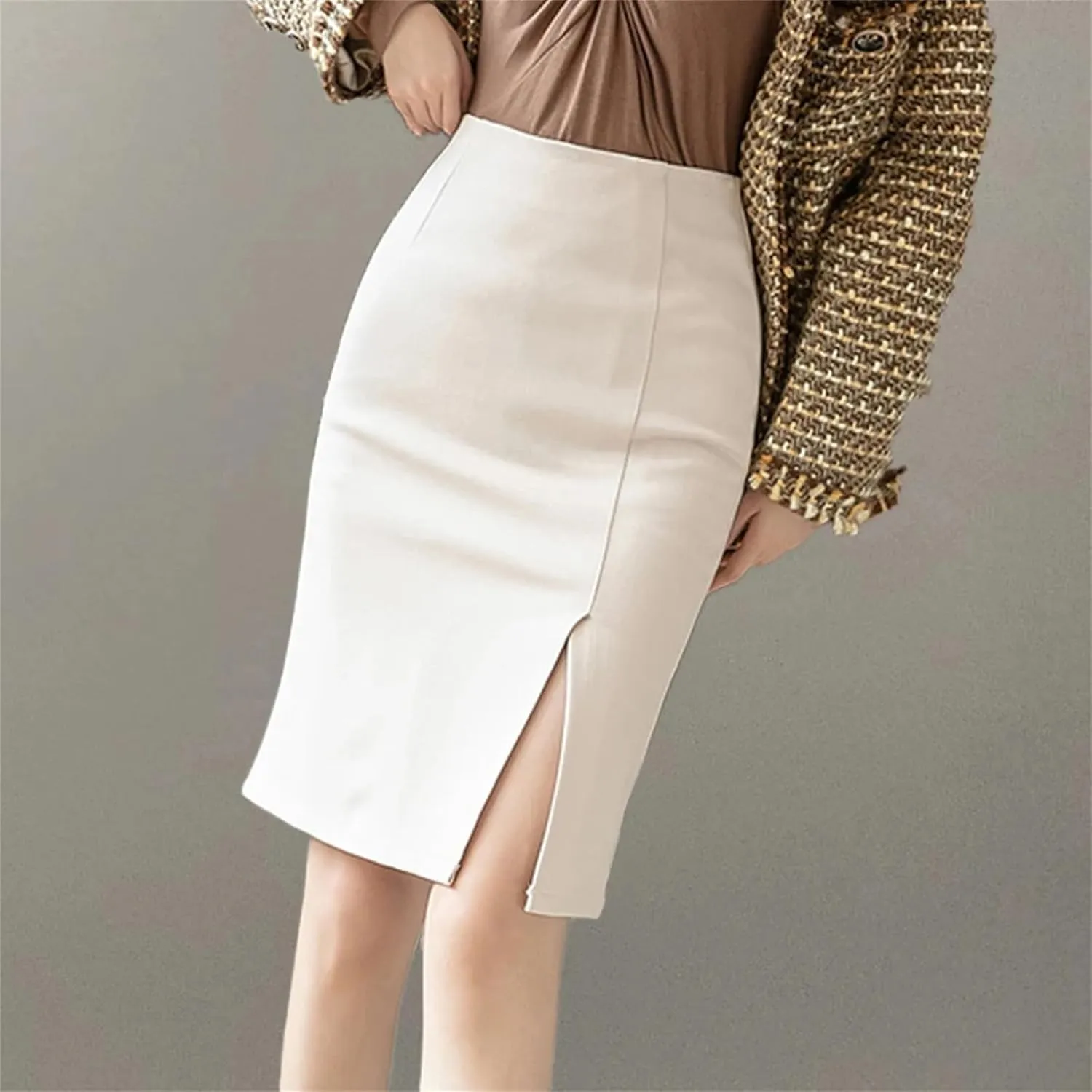 Ladies Office Pencil Skirts Elegant All-Match High Waist Slim Women Skirts Female Classic Vintage Casual Bottoms