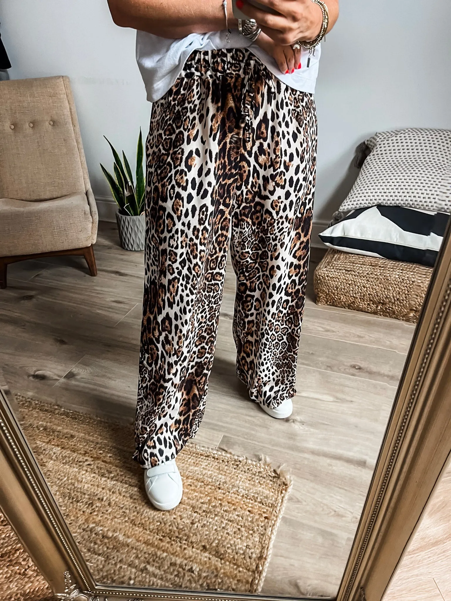 Leopard Wide Leg Trousers