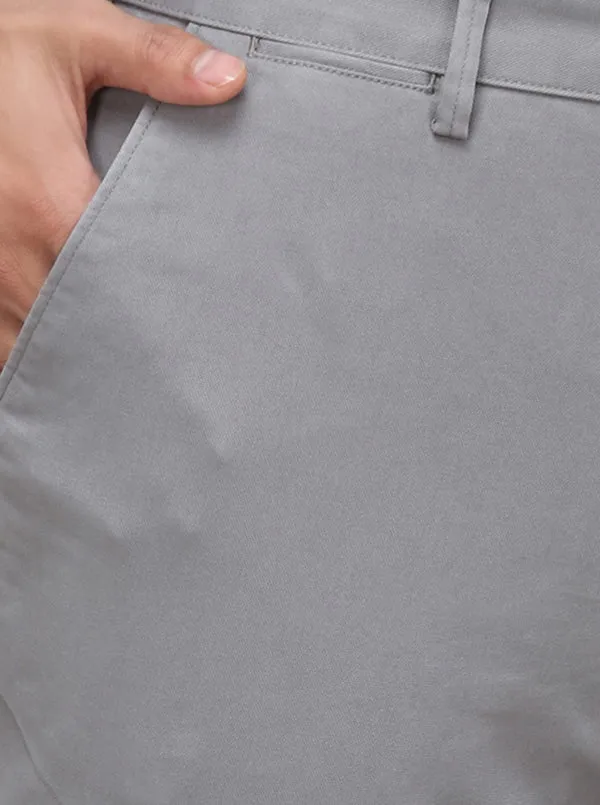 Light Grey Solid Uno Fit Casual Trouser | JadeBlue