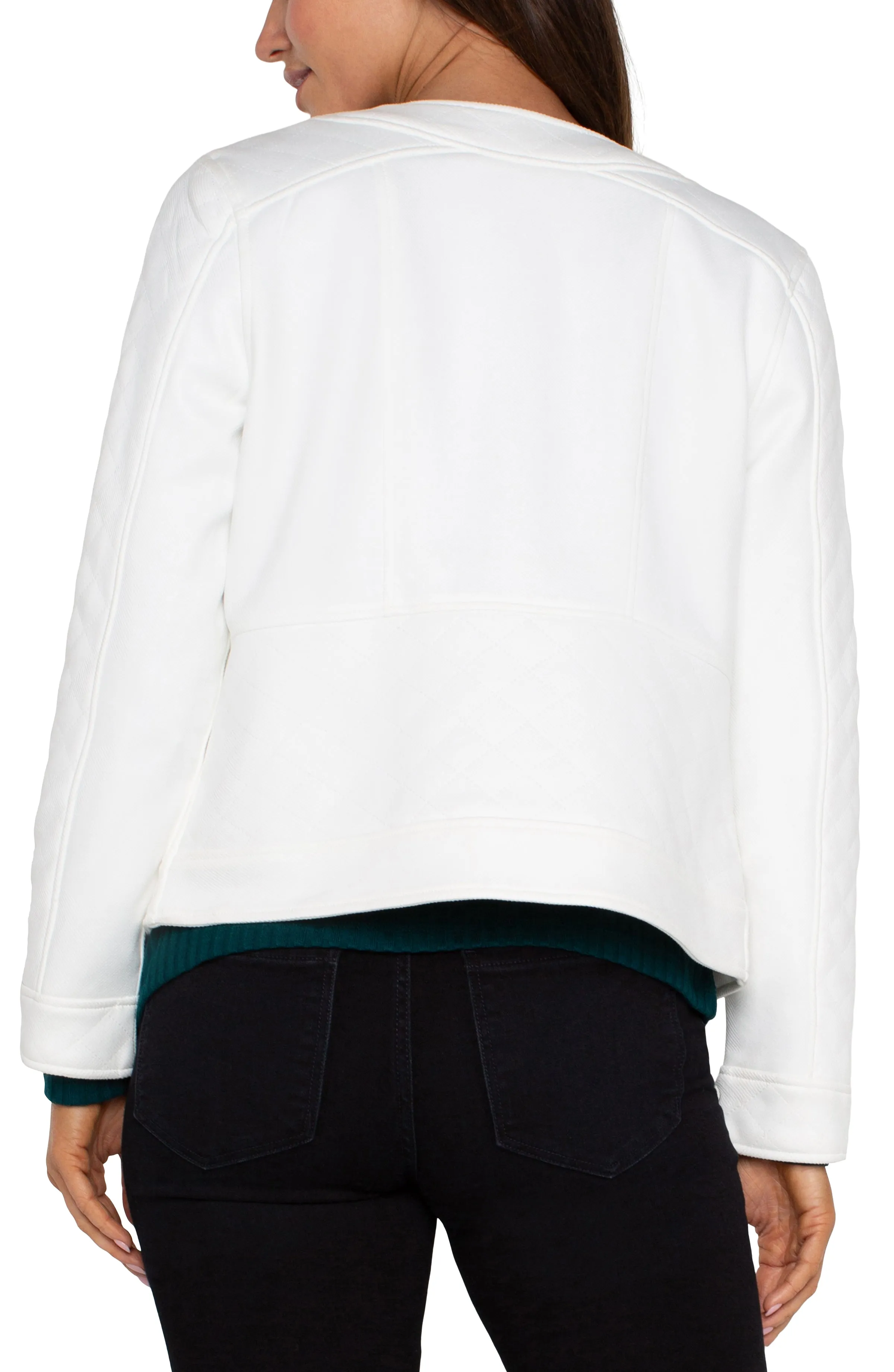 Liverpool Scoop Neck Quilted Zip Jacket (Porcelain)