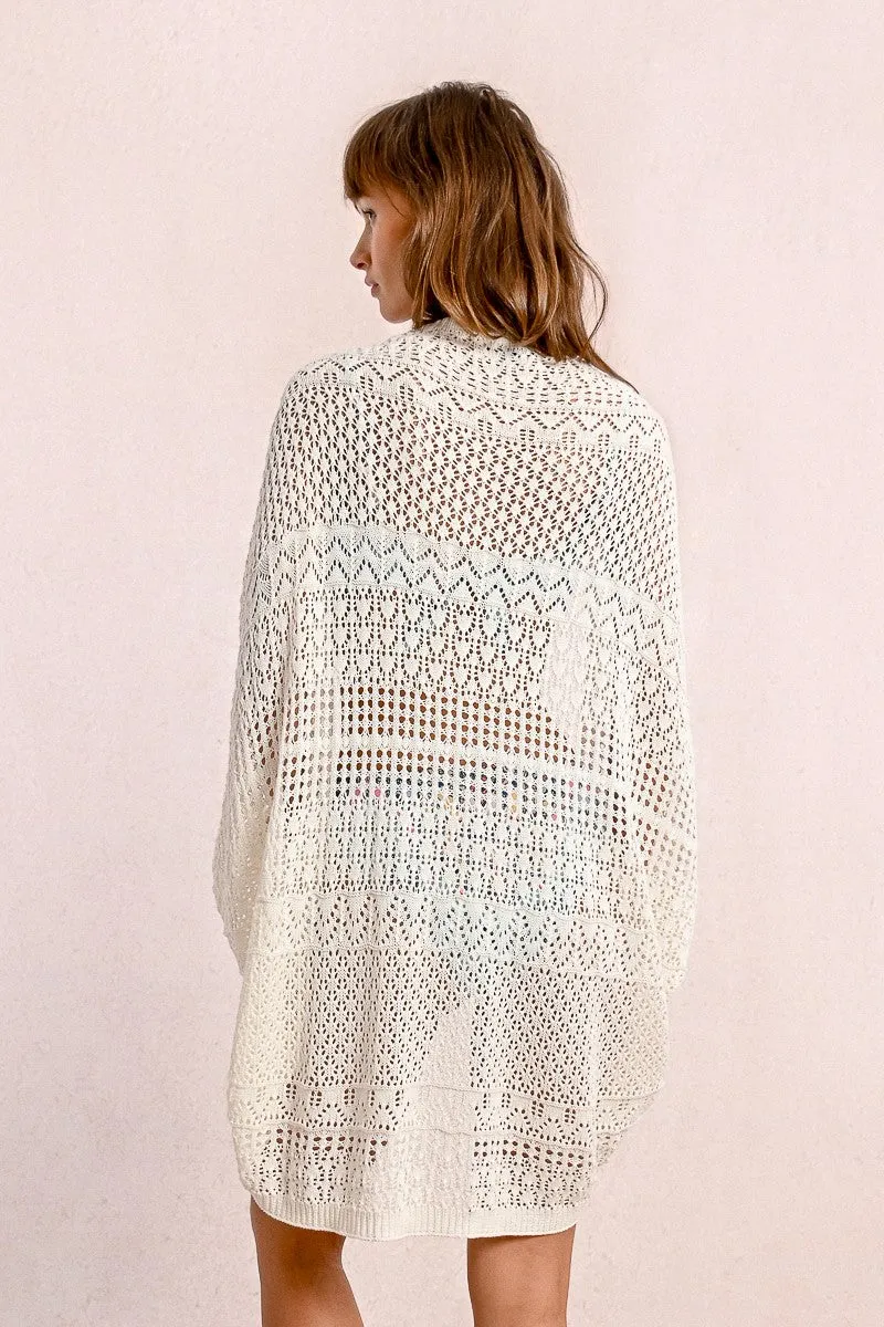 Long Open Knit Cardigan