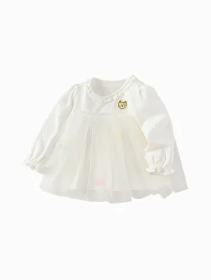 Long Sleeve T-Shirt 2025 Spring New Arrival for Girls' Babys Round V-Neck Long Sleeve T-Shirt