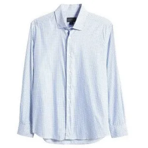 Luxury Textured Tattersall Shirt in Sky by Scott Barber