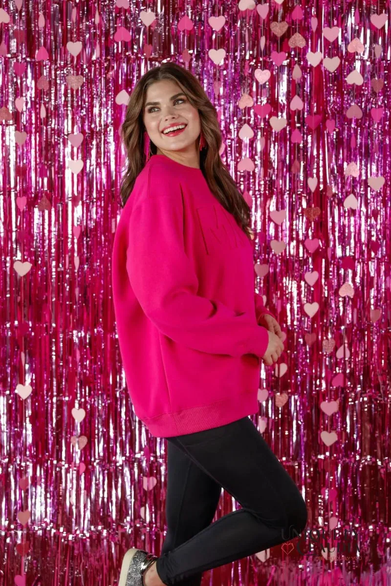 MAMA Hot Pink Embossed Sweatshirt