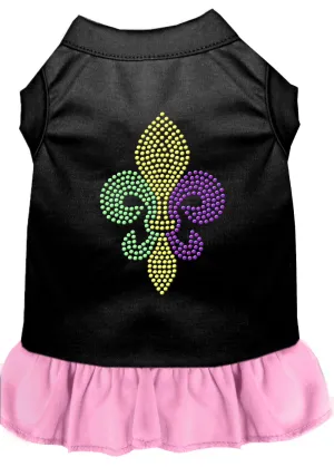 Mardi Gras Fleur De Lis Rhinestone Dress Black With Light Pink Sm