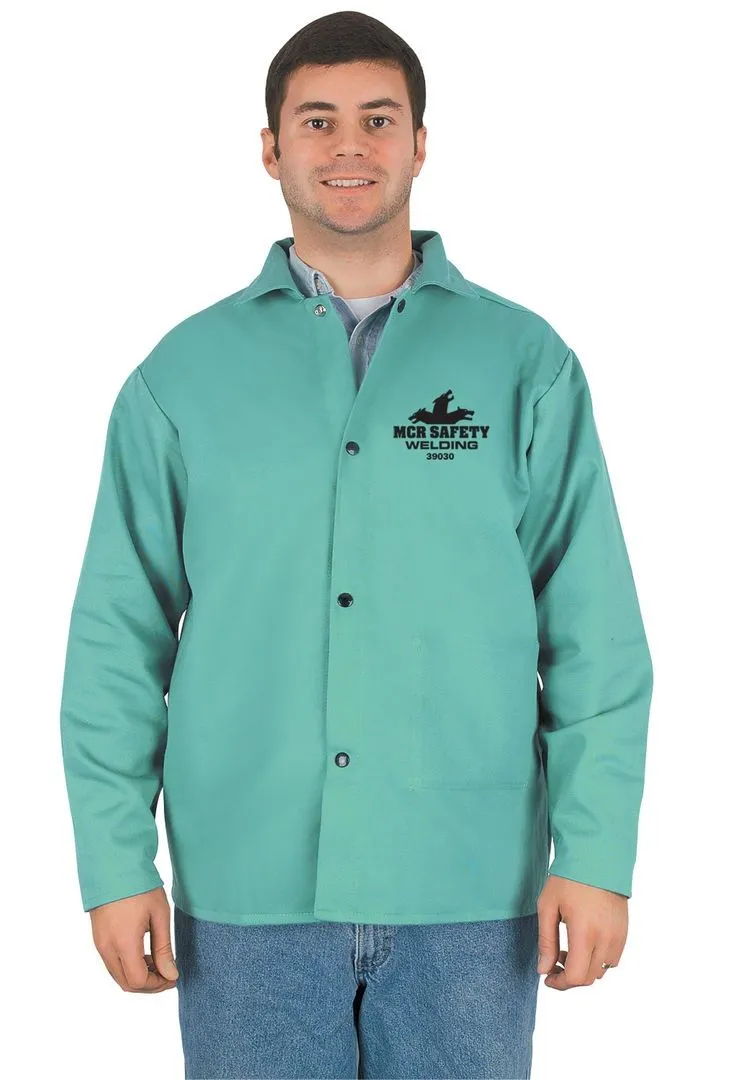 MCR Safety 39030XXL Lightweight Cotton Welding Jacket, Green, 2X-Large, 1 Each