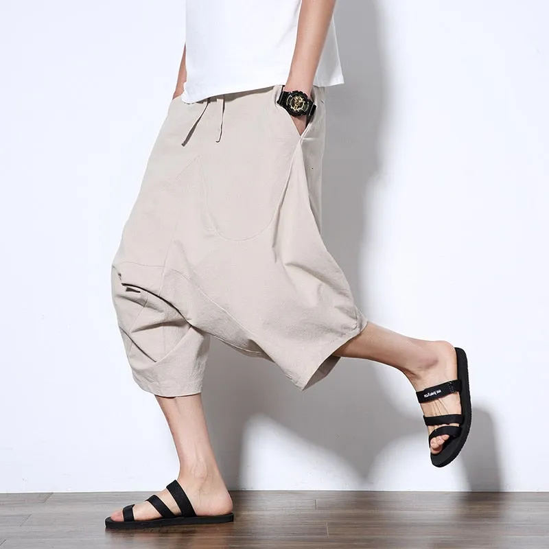 Men Harajuku Harem Pants | Mens Summer Cotton Linen Joggers Pants