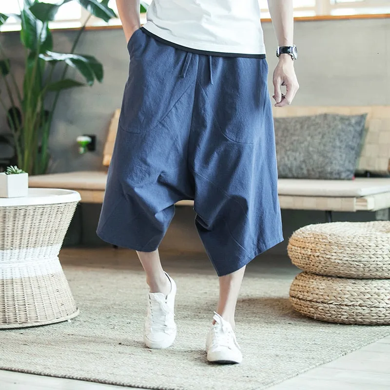 Men Harajuku Harem Pants | Mens Summer Cotton Linen Joggers Pants