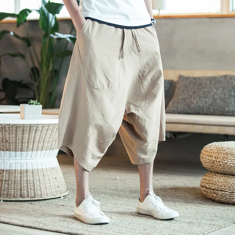 Men Harajuku Harem Pants | Mens Summer Cotton Linen Joggers Pants