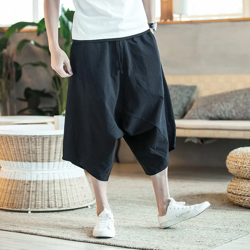 Men Harajuku Harem Pants | Mens Summer Cotton Linen Joggers Pants