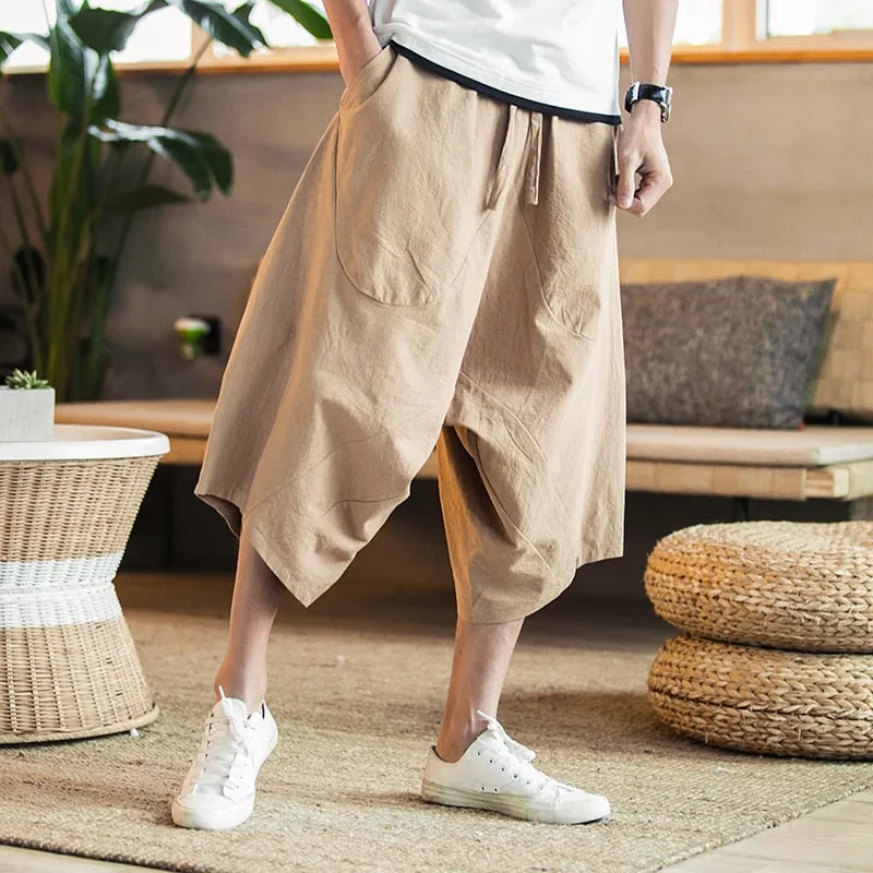 Men Harajuku Harem Pants | Mens Summer Cotton Linen Joggers Pants