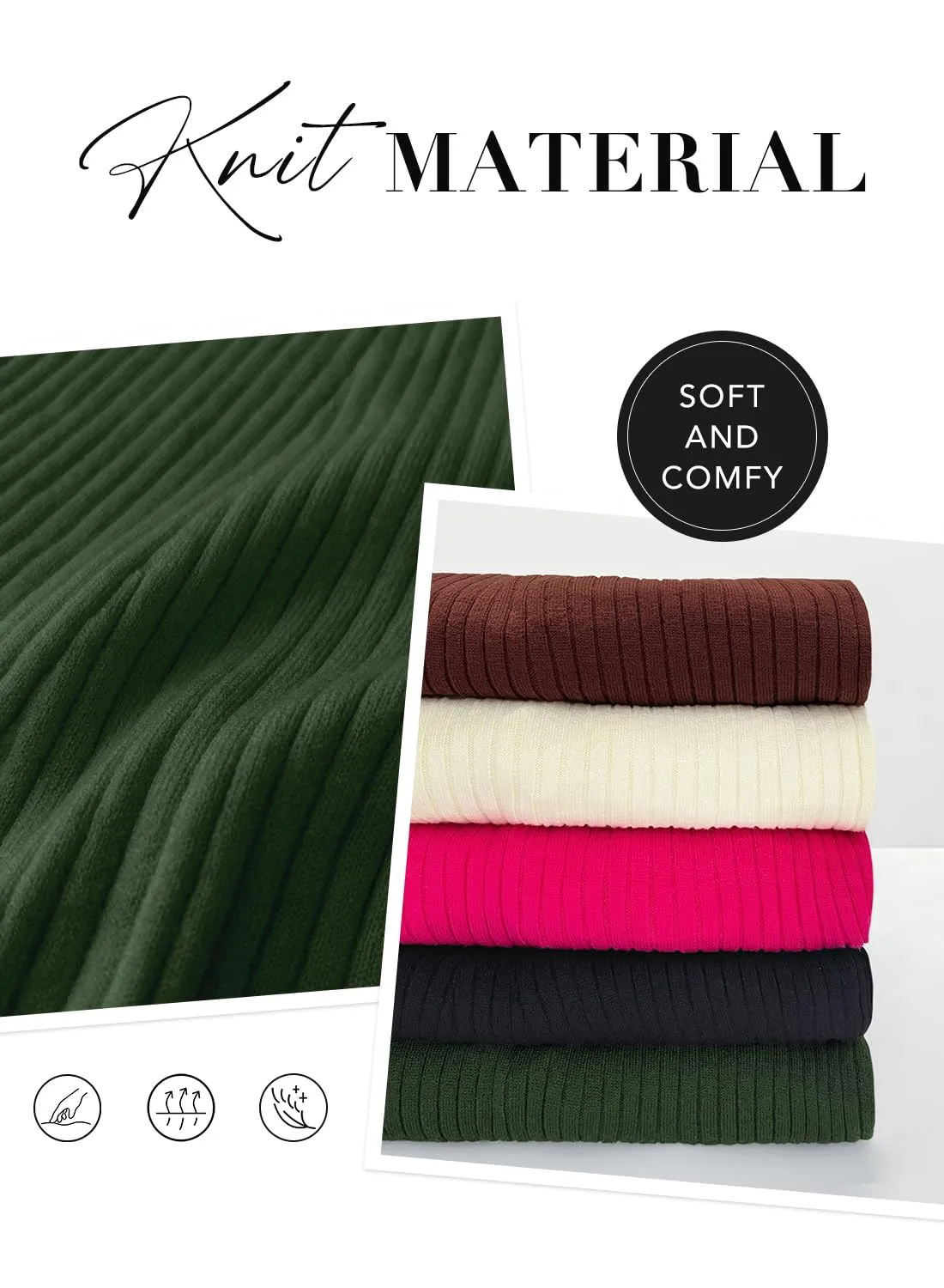MIHOLL Sweater Dress for Women 2024 Fall Trendy Casual Long Sleeve V Neck Ribbed Knit Bodycon Midi Christmas Dress Army Green M