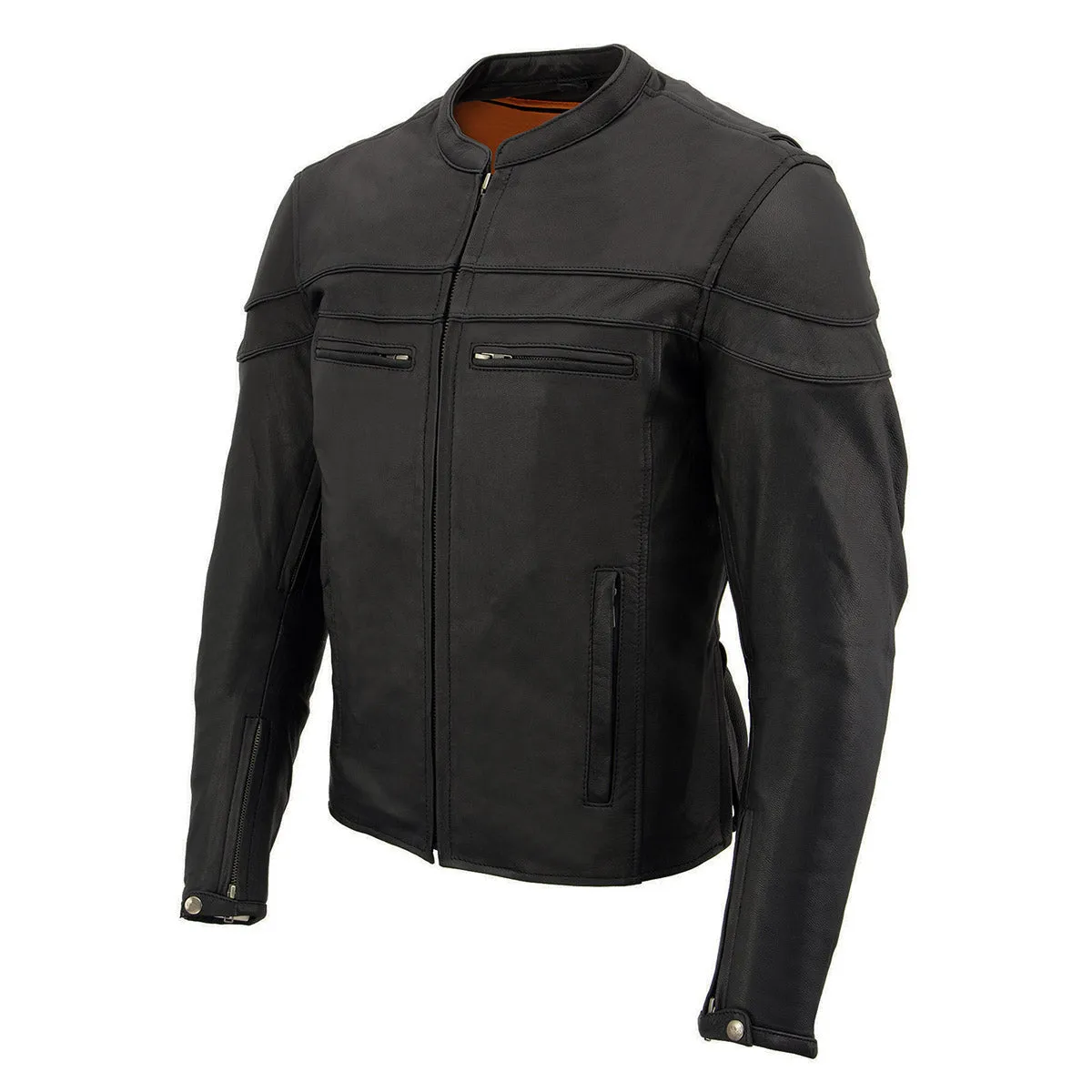 MLM1525 Men's Crossover Black Leather Lightweight MC Jacket