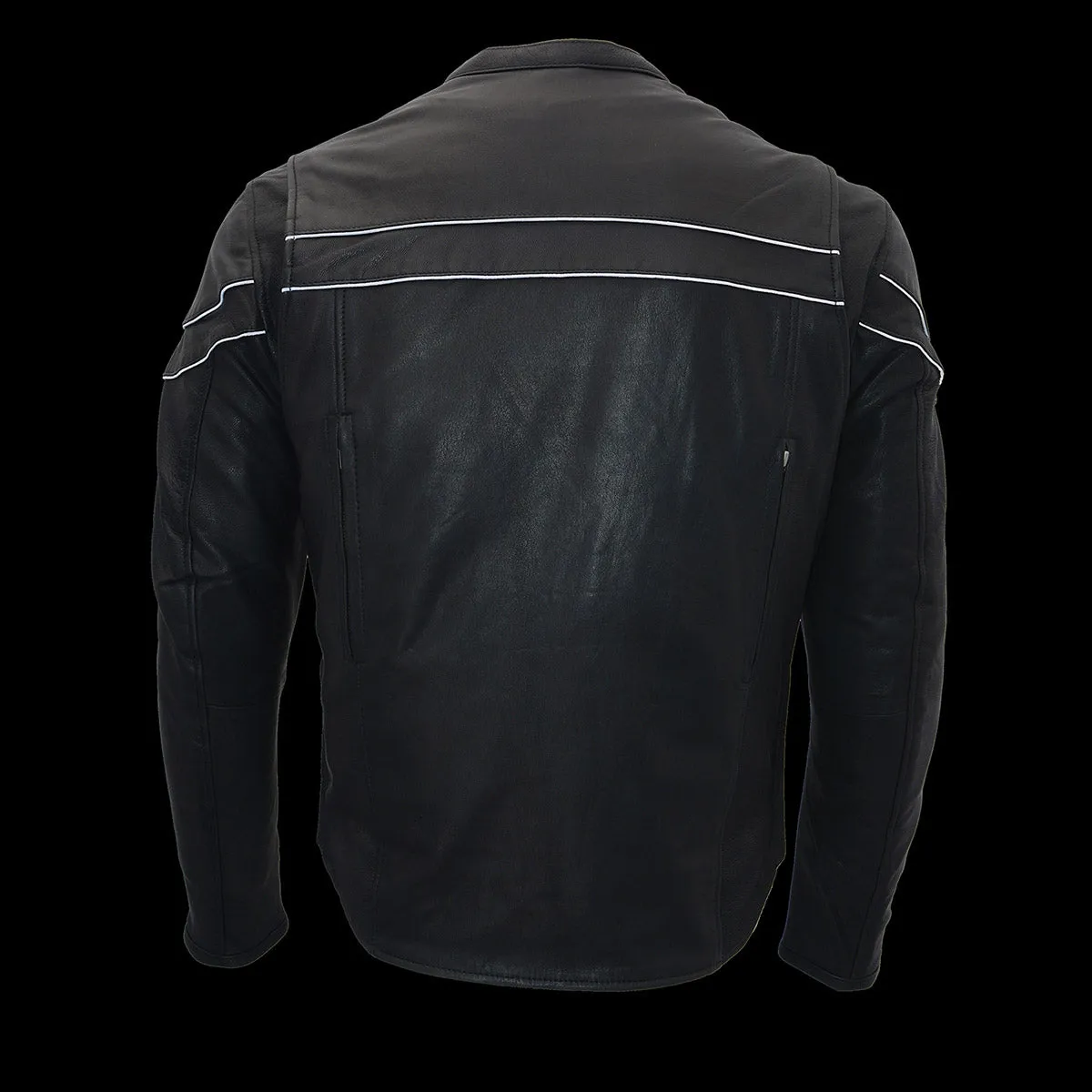 MLM1525 Men's Crossover Black Leather Lightweight MC Jacket