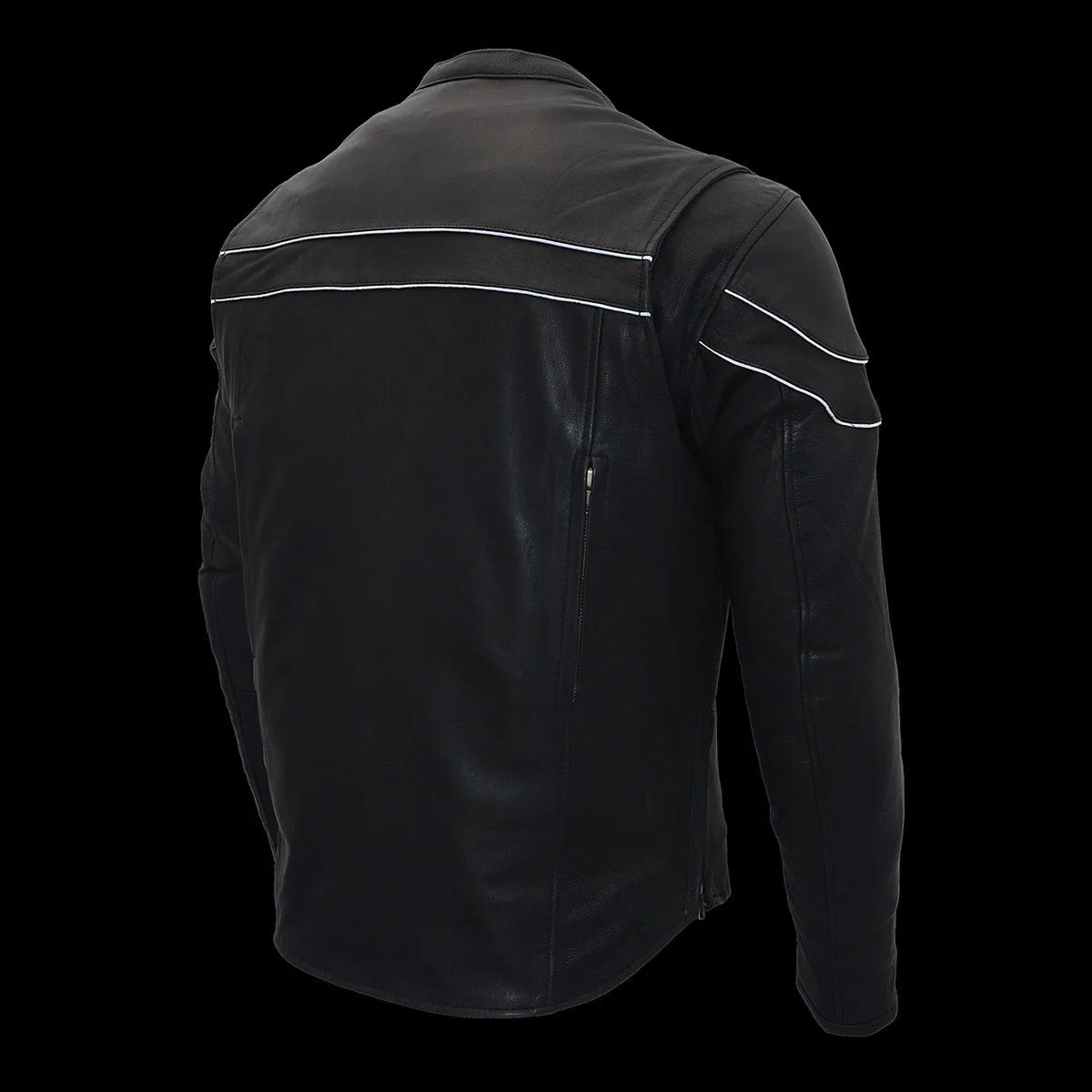 MLM1525 Men's Crossover Black Leather Lightweight MC Jacket