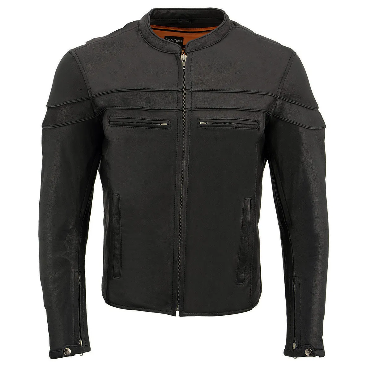 MLM1525 Men's Crossover Black Leather Lightweight MC Jacket