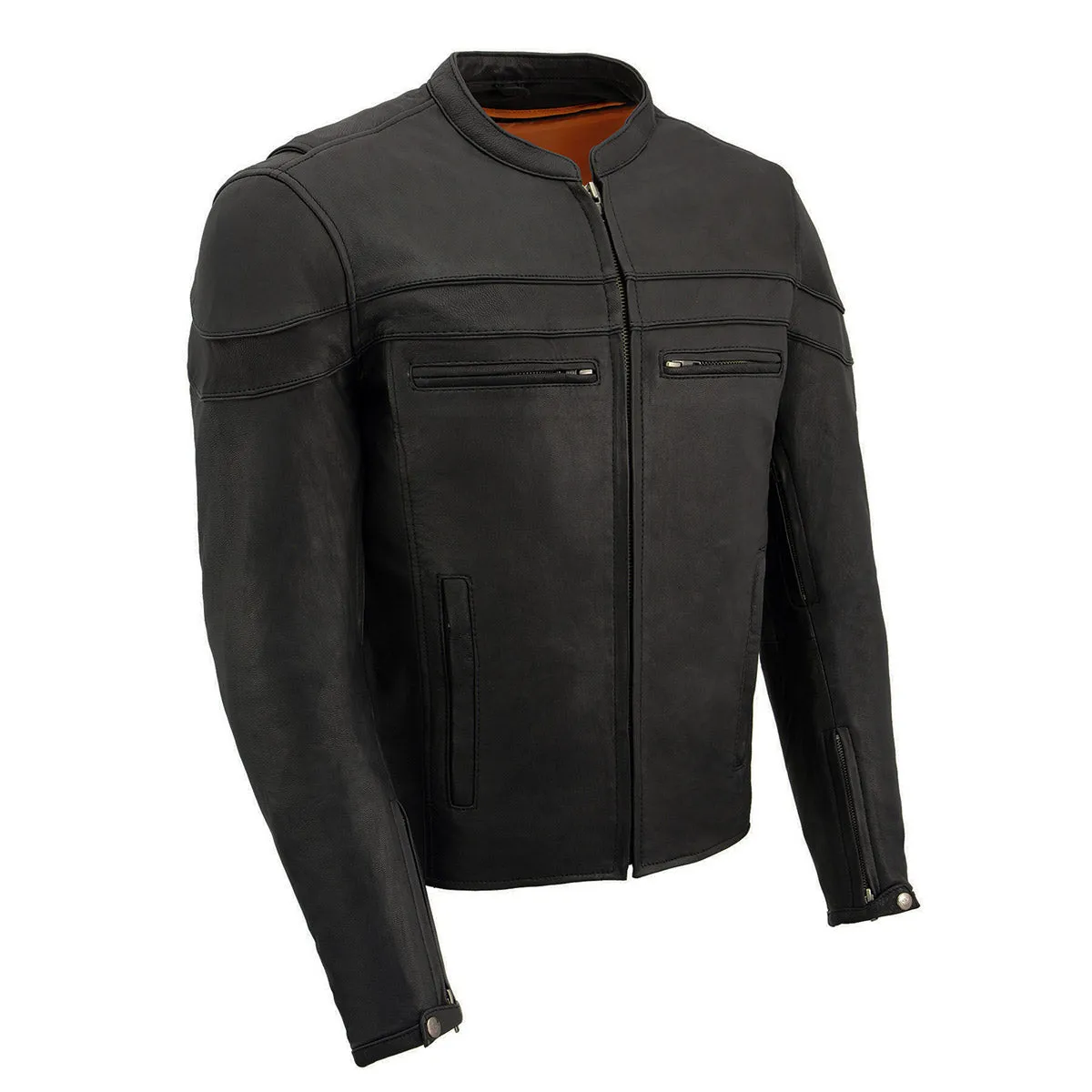 MLM1525 Men's Crossover Black Leather Lightweight MC Jacket