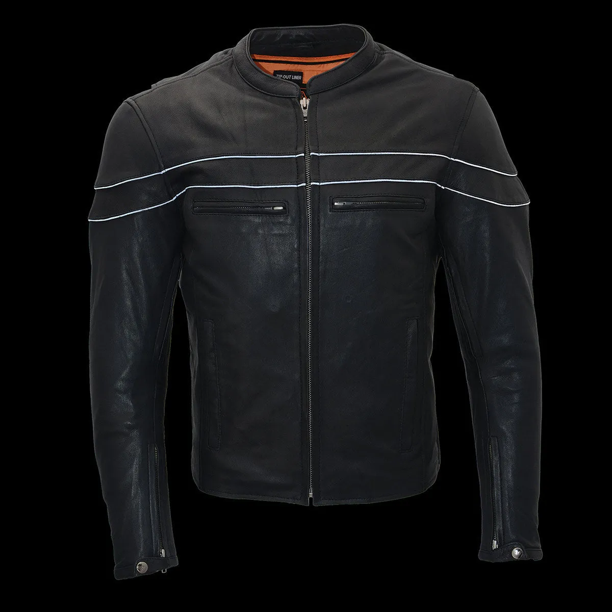 MLM1525 Men's Crossover Black Leather Lightweight MC Jacket