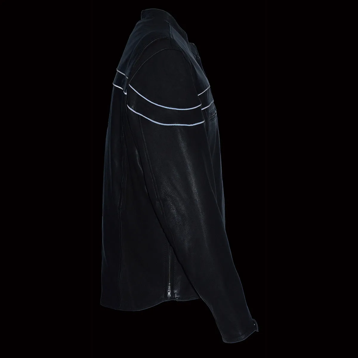 MLM1525 Men's Crossover Black Leather Lightweight MC Jacket