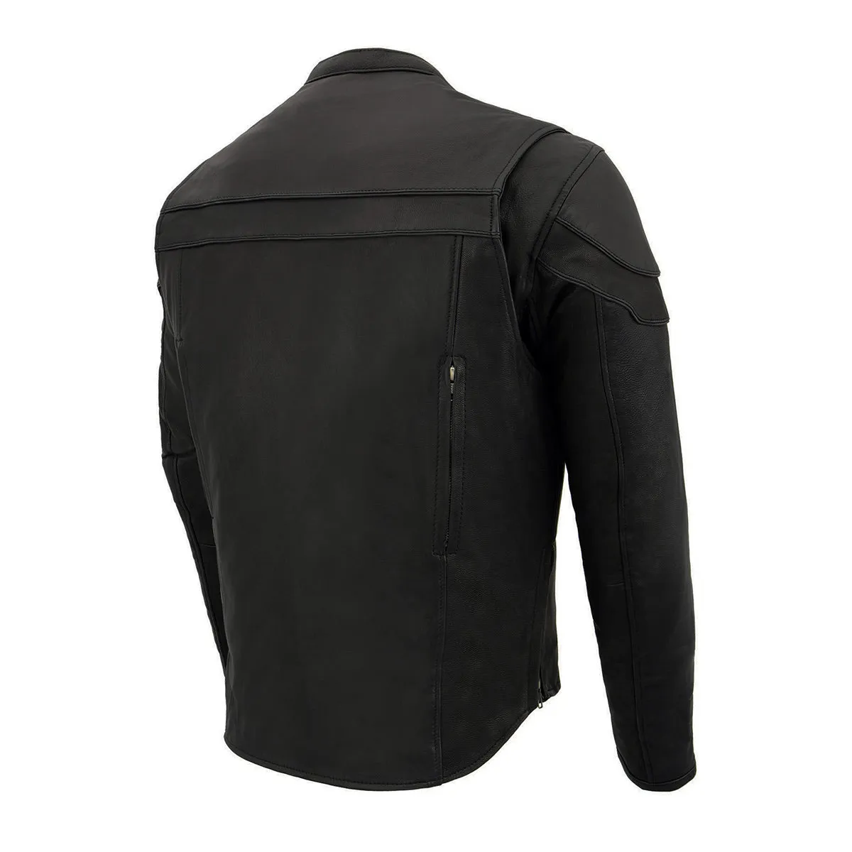 MLM1525 Men's Crossover Black Leather Lightweight MC Jacket