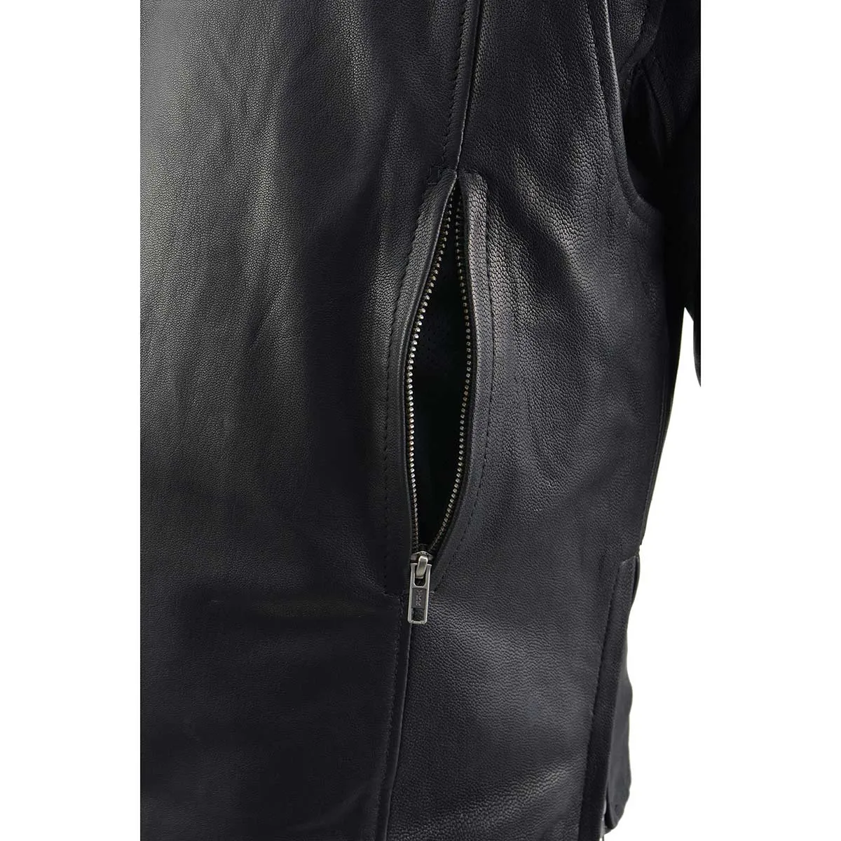 MLM1525 Men's Crossover Black Leather Lightweight MC Jacket