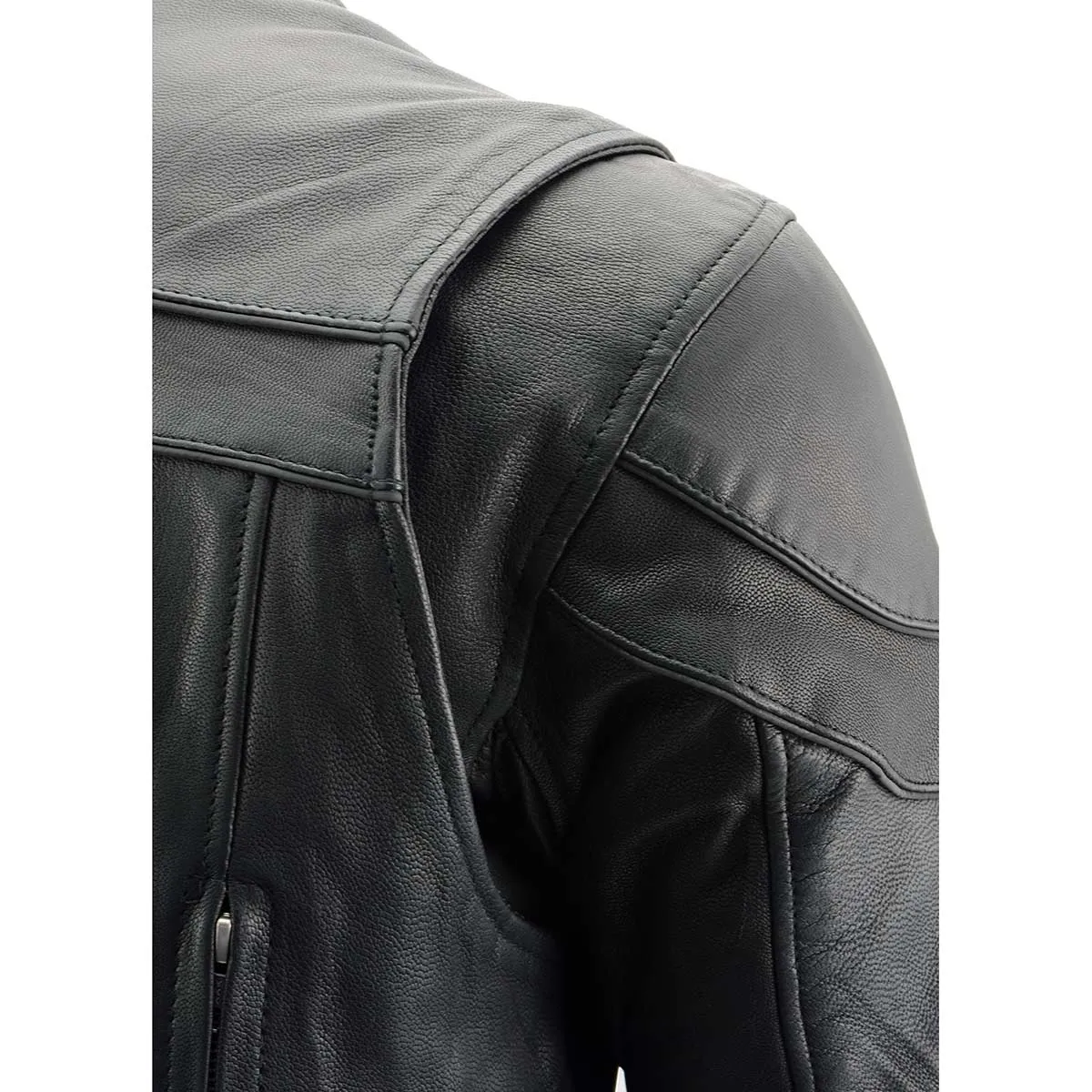 MLM1525 Men's Crossover Black Leather Lightweight MC Jacket