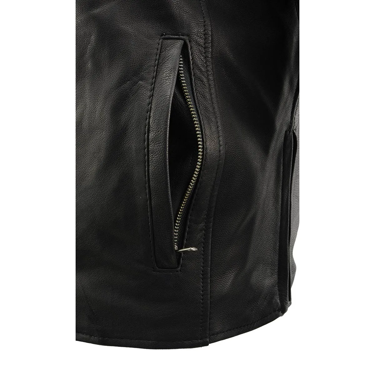 MLM1525 Men's Crossover Black Leather Lightweight MC Jacket
