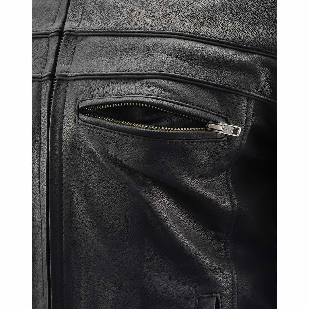 MLM1525 Men's Crossover Black Leather Lightweight MC Jacket