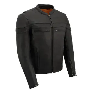 MLM1525 Men's Crossover Black Leather Lightweight MC Jacket