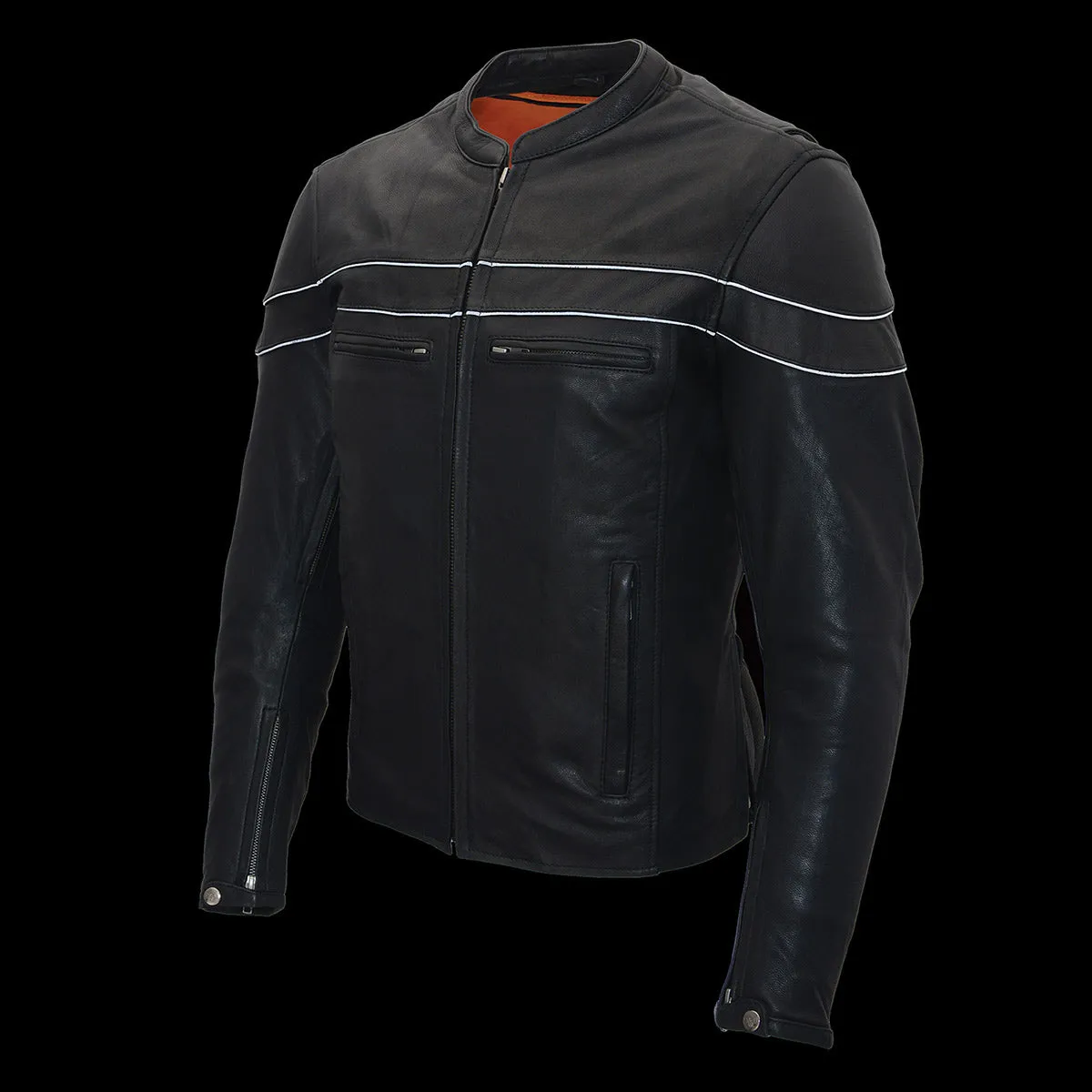 MLM1525 Men's Crossover Black Leather Lightweight MC Jacket