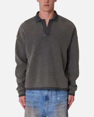MNML Polo Thermal Long Sleeve T-Shirt Charcoal Grey